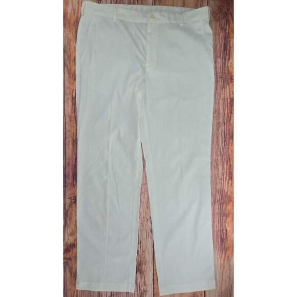 Nike Golf Dri-Fit Mens White Flat Front Pants Size 38x34 Polyester/Spandex - Picture 1 of 8
